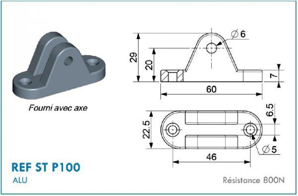Support de fixation axial 6mm  Axe de 6mm