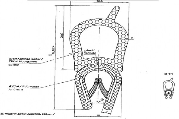 Profil joint Porte pour une DeloreanDMC 12 Vendu au mètre